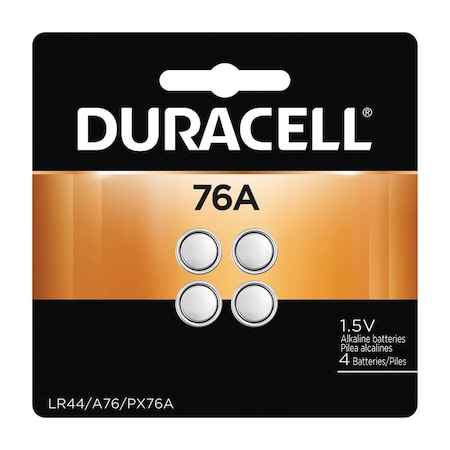 Duracell Alkaline 76A LR44 1.5 V 0.11 mAh Medical Battery PK4 76AB4PK